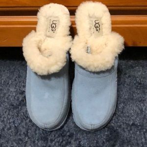 UGG Light Blue Suede Clogs Size 5